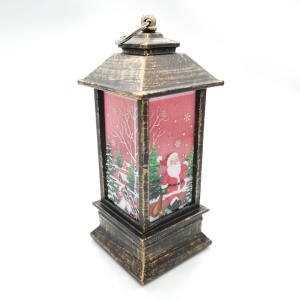Set 6 felinar pentru Craciun, functionare cu baterii, cu lumina calda LED, dimensiuni 13 X 5 cm, maro - Img 1