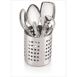 Set ustensile pentru bucatarie, cu 4 piese, din inox, cu suport de inox inclus, compatibil cu masina de spalat vase, argintiu - Img 1
