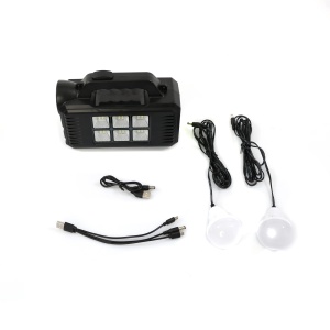 Sistem de iluminat solar, cu 2 becuri LED, lampa LED, USB, tensiunea maxima 9V, negru - Img 1