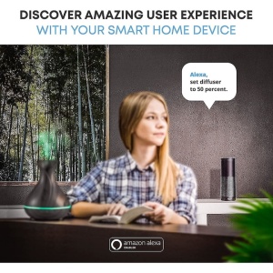 Umidificator aromaterapie, capacitate 550ml, cu ultrasunete, cu lumini ambientale, lemn inchis - Img 4