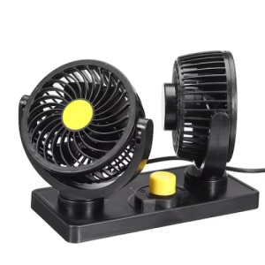 Ventilator auto dublu, cu 2 trepte de viteza, putere 10W, rotire 360°, lungime cablu 2 m, negru - Img 4
