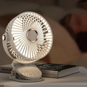 Ventilator portabil, cu clips, 3 viteze, design ajustabil, din ABS, oscilant, cu incarcare USB, alb - Img 2