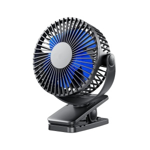 Ventilator portabil cu clips, OVERTANG, Reincarcabil USB, Albastru/Negru - Img 1