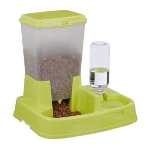 Alimentator automat pentru caini si pisici, capacitate 4L mancare, 500ml apa, verde, 34x34,5x27,5cm - Img 1