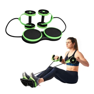 Aparat multifunctional pentru exercitii fitness cardio, modelare musculara, discuri rotative, verde/negru - Img 2