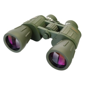 Binoclu 10X50, din plastic cauciucat rezistent, suprafata exterioara antialunecare, optica din sticla optica, cu husa de protectie, verde - Img 2