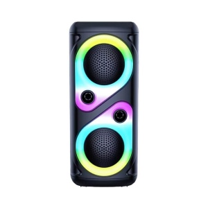 Boxa portabila cu lumini RGB, putere 10W, MP3, USB, bluetooth, TF, slot microfon, karaoke, acumulator, negru - Img 1
