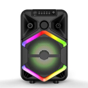 Boxa portabila cu lumini RGB, putere 10W, MP3, USB, bluetooth, TF, WIFI, slot microfon, karaoke, acumulator, negru - Img 1