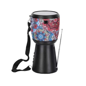 Boxa portabila, tip tarabana, conexiune bluetooth, incarcare solara, cu radio FM si lanterna, dimensiuni 18*14 cm, putere 10W, negru - Img 1