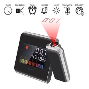 Ceas cu Proiectie, cu Alarma si Statie Meteo HL-8190, Negru-Argintiu - Img 3