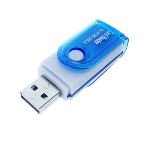Cititor USB 2.0 pentru carduri de memorie MicroSD, SDHC, M2, MMC, cu capac rotativ, albastru - Img 2