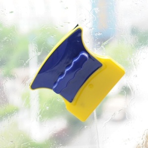 Dispozitiv magnetic pentru spalarea geamurilor, dimensiuni 11 x 10 x 5 cm, cu sfoara de siguranta, galben/albastru - Img 3