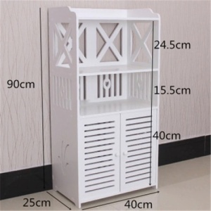 Dulap pentru baie, cu 3 polite pentru depozitare, dimensiuni 90 cm x 40 cm x 25 cm, alb - Img 4