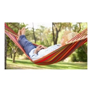 Hamac din bumbac, pentru relaxare, dimensiuni 180 x 80 cm, cu bara de lemn, greutate maxima suportata 150kg, multicolor - Img 4