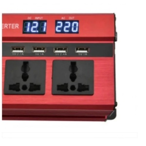 Invertor auto FOXMAG24, 12V, display dublu cu 4 mufe USB, 2 iesiri, 1000W, protectie la supraincarcare, scurtcircuit, supratemperatura, polaritate inversa, rosu - Img 2