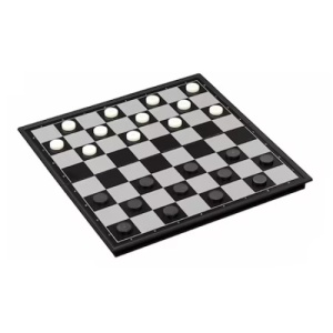 Joc 3 in 1, cu sah, dame si table, magnetic, dimensiuni 36 cm, metalic, alb/negru - Img 2