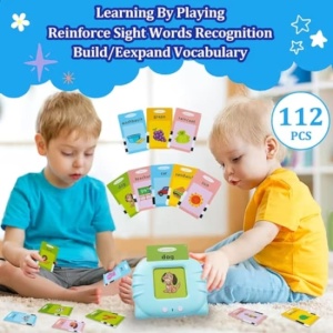 Joc interactiv cu 112 piese, pentru invatarea cuvinteleor in limba engleza, cu carduri incluse, functionare cu baterii, din plastic, albastru - Img 4