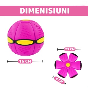 Jucarie 2 in 1, minge si disc, convertibila, 2 moduri de joaca, dimensiune 23 cm, roz - Img 4