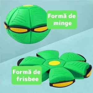 Jucarie 2 in 1, minge si disc, convertibila, 2 moduri de joaca, dimensiune 23 cm, verde - Img 2