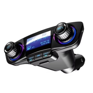 Kit de masina multifunctional, hands-free calling, bluetooth, transmitator FM, MP3, radio cu incarcator auto, dual USB, TF CARD, negru - Img 4