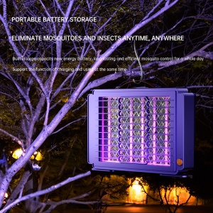 Lampa anti-tantari, montare pe perete, incarcare USB, din plastic, ecologica, albastru - Img 3