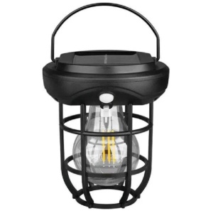 Lampa solara, tip felinar, cu agatatoare, putere 2W, cu 3 LED-uri, portabila, rezistenta la apa si intemperii, negru - Img 1