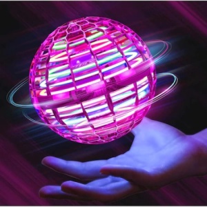 Minge tip drona, FOXMAG24, zburatoare, cu elice si lumini, incarcare USB, roz - Img 2