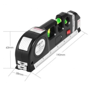Nivela cu laser FOXMAG24, Fascicul luminos, Buton ON/OFF, Boloboc, Ruleta 2.5m , Rigla 15 cm, Multifunctionala 4in1, Masoara in plan vertical, orizontal si la 45 de grade, Negru - Img 3