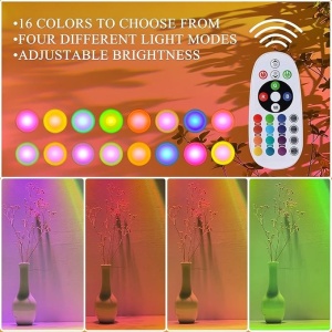 Proiector cu lampa, efect de apus de soare, cu 16 culori si 4 moduri de iluminare, cu aplicatie si telecomanda, control de la distanta, multicolor - Img 2