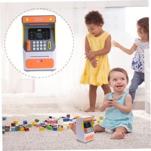 Pusculita ATM pentru copii, cu functie de sunet si lumini, cu card de credit din plastic inclus, cu senzor de miscare, alb - Img 3