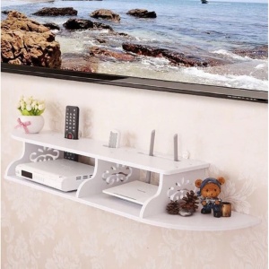 Raft pentru router, obiecte decorative, din PVC, cu 3 compartimente, dimensiuni 100 X 23 cm, finisaj mat, alb - Img 4