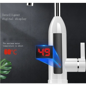 Robinet de incalzire a apei, electric, cu afisaj, ecran LED, rotire la 360 de grade, cu flux direct de apa, alb - Img 2