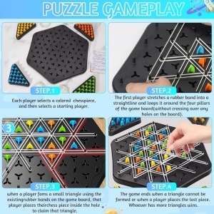 Sah international triangular, ideal pentru serile in familie, joc interactiv pentru copii si adulti, strategie si distractie pentru familie, negru/multicolor - Img 4