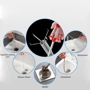 Sarpe pentru desfundat tevi de scurgere, din otel, cu sistem de prindere mecanic, flexibil, rezistent, lungime 160 cm, argintiu - Img 2