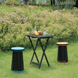 Scaun rotund telescopic, MAKS, portabil, retractabil, extensibil, pliant, pentru outdoor, camping, pescuit, albastru - Img 3