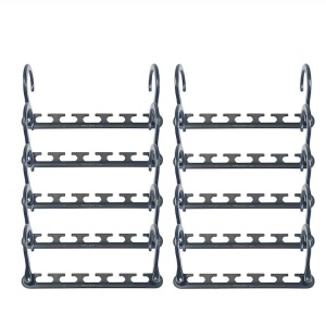 Set 10 bucati organizator pentru umerase, din PVC, cu 5 agatatoare, lungime 23.5 cm, gri - Img 1