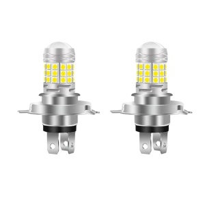Set 2 becuri auto H4, putere 120W, cu doua faze, cu lupa, 42 SMD, temperatura culoare 6000K, flux luminos 10000LM, alb - Img 1