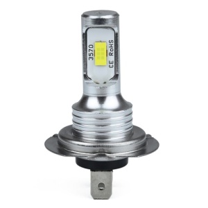 Set 2 becuri LED H7 CSP 3570, 5000 lm, putere LED 40W, alb rece, 6000 K, lumini de ceata, faza scurta, faza lunga, instalare Plug & Play - Img 1
