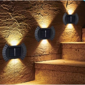 Set 4 Lampi solare de perete, FOXMAG24, lumina calda, cu acumulator, 2 LED-uri - Img 2