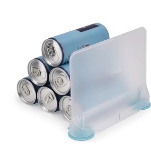 Set 4 rafturi organizator pentru frigider, din plastic rezistent, cu ventuze de prindere din silicon, dimensiuni 20x15x5 cm, transparent - Img 4