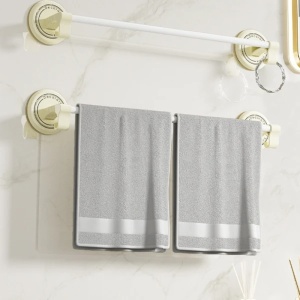 Suport autoadeziv pentru prosop, cu 2 agatatori, dimensiuni 46.5 x 7.5 cm, greutate maxima suportata 10 kg, alb - Img 3