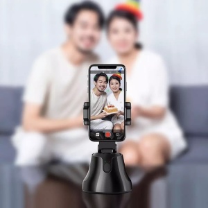 Suport rotativ automat OZ™, pentru telefon cu functie de urmarire automata a miscarii, ideal pentru Vlogging, Video Conferinte, Selfie, negru - Img 4