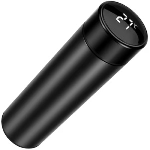 Termos cu afisaj temeperatura, din otel, capacitate 500 ml, cu display LED, negru - Img 1