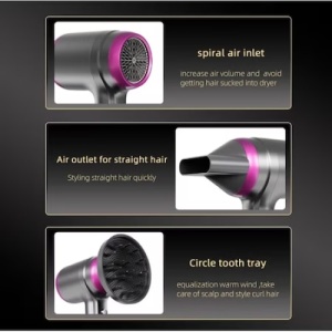 Uscator de par, cu 2 trepte de viteza, 2 capete, putere 1250 W, cu functia aer rece/cald, gri/fucsia - Img 4