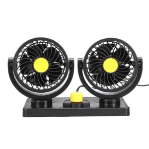 Ventilator auto dublu, cu 2 trepte de viteza, putere 10W, rotire 360°, lungime cablu 2 m, negru - Img 1