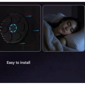 Aparat de Box Interactiv cu Bluetooth pentru Antrenament Acasa pentru adulti si copii, display pentru monitorizarea loviturilor, Iluminare LED a zonei de lovire, cu sistem de fixare in perete, negru - Img 2