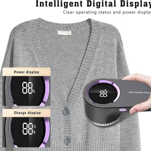 Aparat de scame portabil, cu afisaj digital LED, 2 lame, capacitate colectare 0.01l, alimenare cu baterii, gri antracit - Img 2
