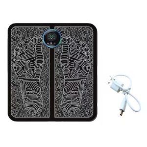 Aparat masaj picioare, cu vibratii, tip covoras, incarcare USB, ecran LED, alb/negru - Img 2