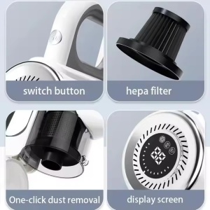 Aspirator fara fir, cu acumulator, fara sac, ecran LCD, autonomie 30-60 minute, usor de manevrat si depozitat, cu accesorii pentru masina si canapele, alb - Img 4