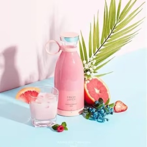 Blender electic, portabil, pentru calatorii, putere 40W, capacitate 380ml, roz - Img 3